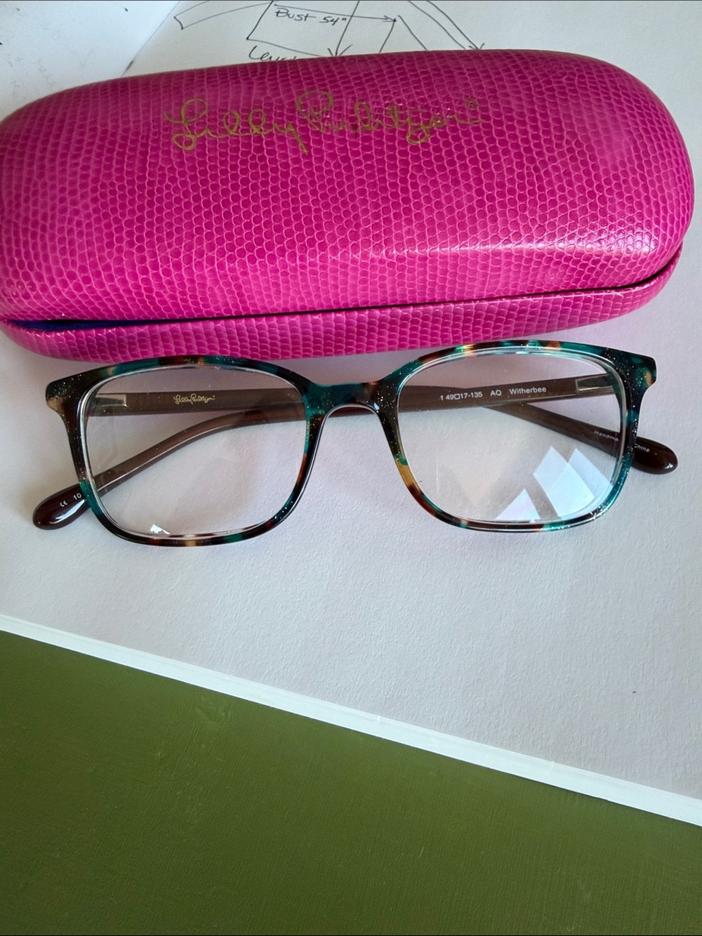 Lilly Pulitzer Prescription Eyeglasses Teal Tortoise Shell Frames + Case